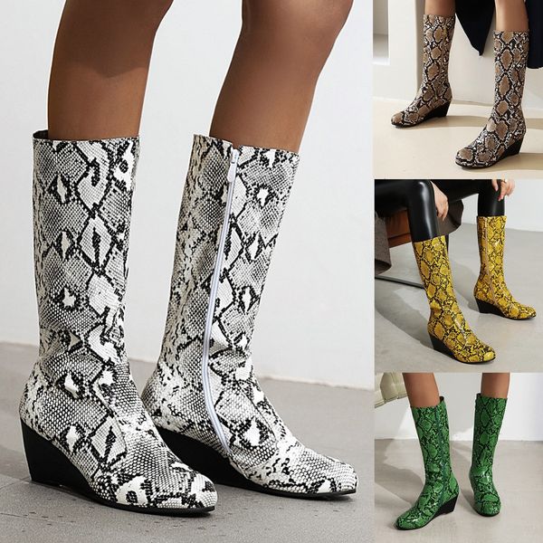 long boots shoes woman snake pattern wedge high heel boots plus fleece cotton sleeve-knee warm winter fashion women's #40, Black
long boots shoes woman snake pattern wedge high heel boots plus fleece cotton sleeve-knee warm winter fashion women's #40, Black