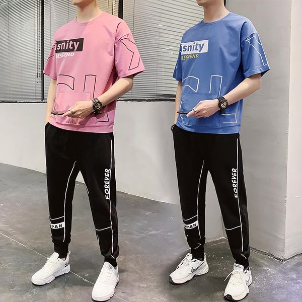 thin summer fashion brand leisure sports two piece letter short sleeve t-shirt nine point pants suit for men kg-290, Gray
thin summer fashion brand leisure sports two piece letter short sleeve t-shirt nine point pants suit for men kg-290, Gray
