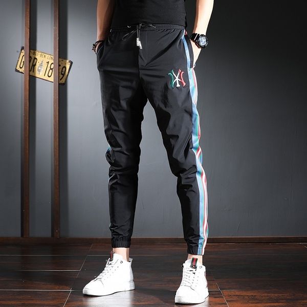 1oljz summer ice style sports tight pants sports men's korean silk trendy casual trendy brand striped silky casual pants breathable leg, Blue
1oljz summer ice style sports tight pants sports men's korean silk trendy casual trendy brand striped silky casual pants breathable leg, Blue
