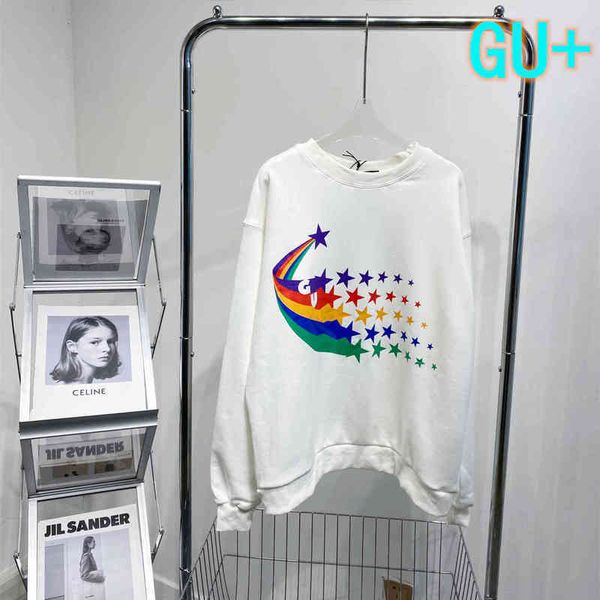 2022 factory wholesale new + correct ss early autumn round neck men's and women's same rainbow meteor haircircle loose sweater top, Black
2022 factory wholesale new + correct ss early autumn round neck men's and women's same rainbow meteor haircircle loose sweater top, Black