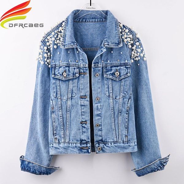new 2019 pearl beaded denim jacket women long sleeve pockets streetwear jeans jackets coats korean clothes denim coat woman1, Black;brown 
new 2019 pearl beaded denim jacket women long sleeve pockets streetwear jeans jackets coats korean clothes denim coat woman1, Black;brown
