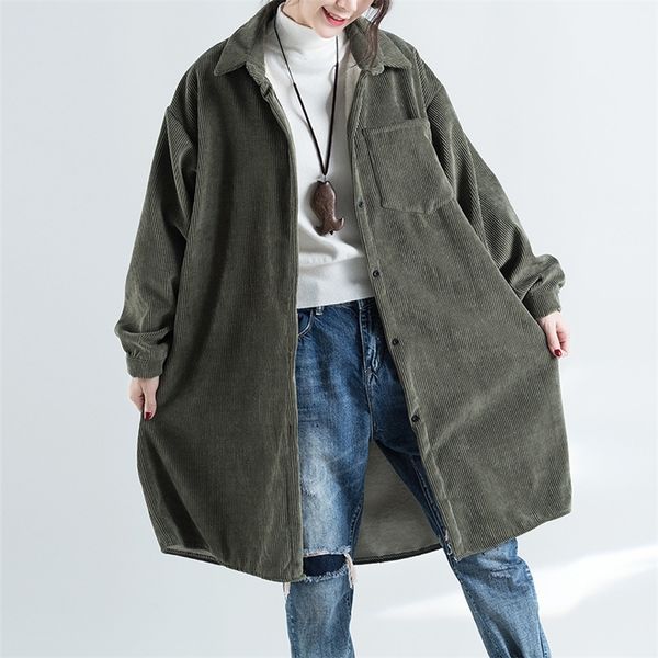 johnature casual loose corduroy winter thicken long coats new single-breasted turn-down collar warm women coats 201031, Tan;black
johnature casual loose corduroy winter thicken long coats new single-breasted turn-down collar warm women coats 201031, Tan;black