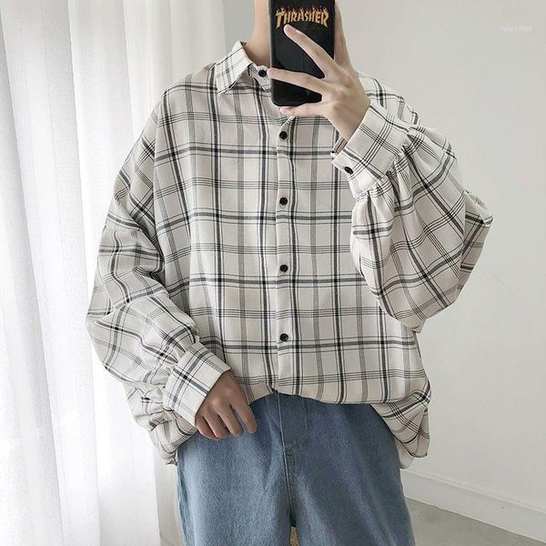 spring plaid shirt men's fashion retro casual shirt men streetwear wild loose korean shirts mens long-sleeved -2xl1, White;black
spring plaid shirt men's fashion retro casual shirt men streetwear wild loose korean shirts mens long-sleeved -2xl1, White;black