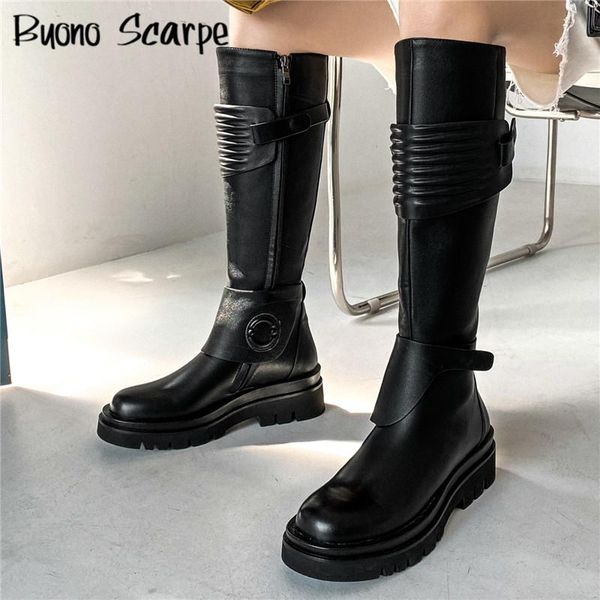 genuine leather women knight boots chunky heel platform boots leather decoration pleated knee thick bottom zipper shoes, Black
genuine leather women knight boots chunky heel platform boots leather decoration pleated knee thick bottom zipper shoes, Black