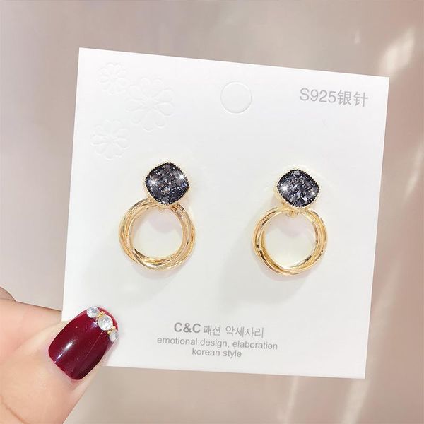 stud needle ring earrings 2021 fashion temperament korean personality simple net red female, Golden;silver
stud needle ring earrings 2021 fashion temperament korean personality simple net red female, Golden;silver