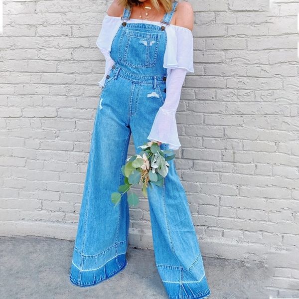 autumn buttons pockets denim strap women's overalls hole long flare wide pants female new floor-length streetwear ladies jeans 210202, Blue
autumn buttons pockets denim strap women's overalls hole long flare wide pants female new floor-length streetwear ladies jeans 210202, Blue