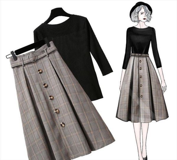 2021 winter elegant ladies skirt set knitted and plaid skirt two piece outfit korean style women 2 piece set clothes, Gray
2021 winter elegant ladies skirt set knitted and plaid skirt two piece outfit korean style women 2 piece set clothes, Gray