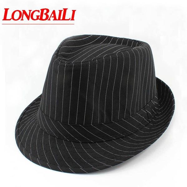 black white mens striped fedora hats for women chapeu feminino panama trilby hat medb0141, Blue;gray
black white mens striped fedora hats for women chapeu feminino panama trilby hat medb0141, Blue;gray