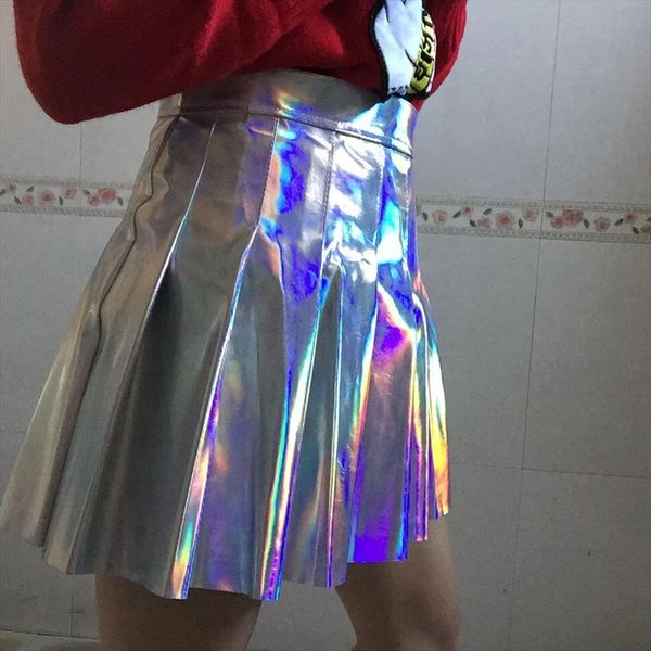 pu leather laser hologram silver gothic punk streetwear hip hop tutu saia harajuku high waist pleated skirt korean harajuku 90s, Black
pu leather laser hologram silver gothic punk streetwear hip hop tutu saia harajuku high waist pleated skirt korean harajuku 90s, Black