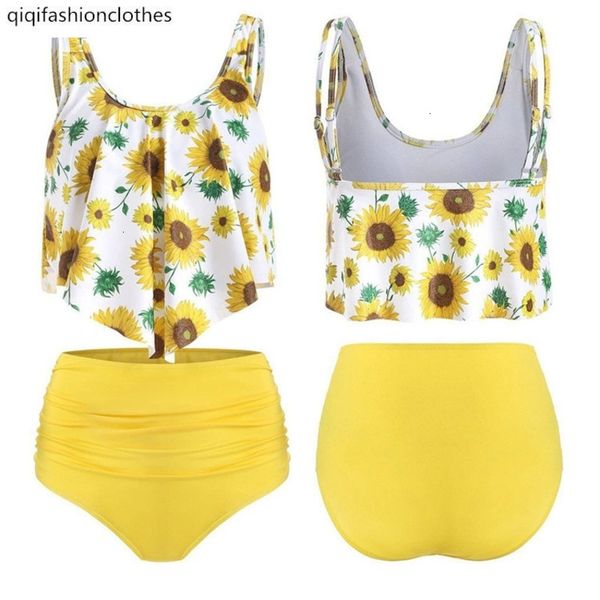2019 split shoulders with sunflower big ruffles fat plus size high waist belly covered swimsuit for women, White;black
2019 split shoulders with sunflower big ruffles fat plus size high waist belly covered swimsuit for women, White;black