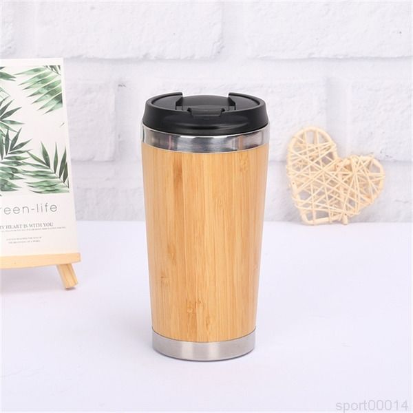 

2 styles bamboo vacuum tumblers 304 stainless steel inner 16oz water bottle car travel mugs cups reuseable for coffee cup a05