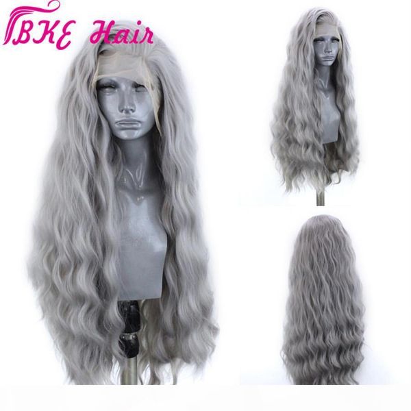 180density silvery grey synthetic lace front wig with natural hairline water wave heat resistant wigs for black women can do ponytail
180density silvery grey synthetic lace front wig with natural hairline water wave heat resistant wigs for black women can do ponytail