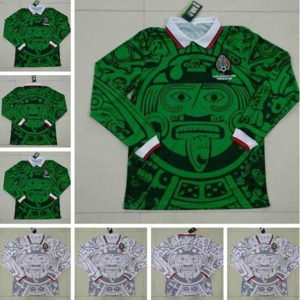 long sleeve mexico 9498 retro soccer jerseys blanco 98 classic football shirt hernandez campos ramirez chicharito lozano 1998 mexico jerseys, Black;yellow
long sleeve mexico 9498 retro soccer jerseys blanco 98 classic football shirt hernandez campos ramirez chicharito lozano 1998 mexico jerseys, Black;yellow