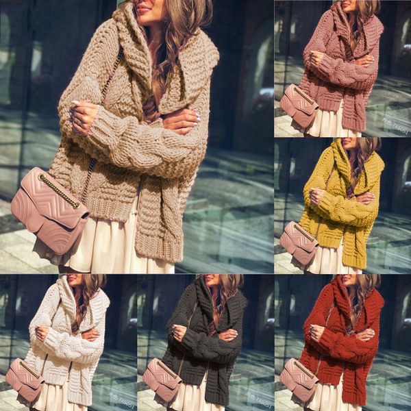 2020 winter coat sweater fashion trend women's solid color coarse knitting hooded cardigan sweater coat yhi3i, White;black
2020 winter coat sweater fashion trend women's solid color coarse knitting hooded cardigan sweater coat yhi3i, White;black