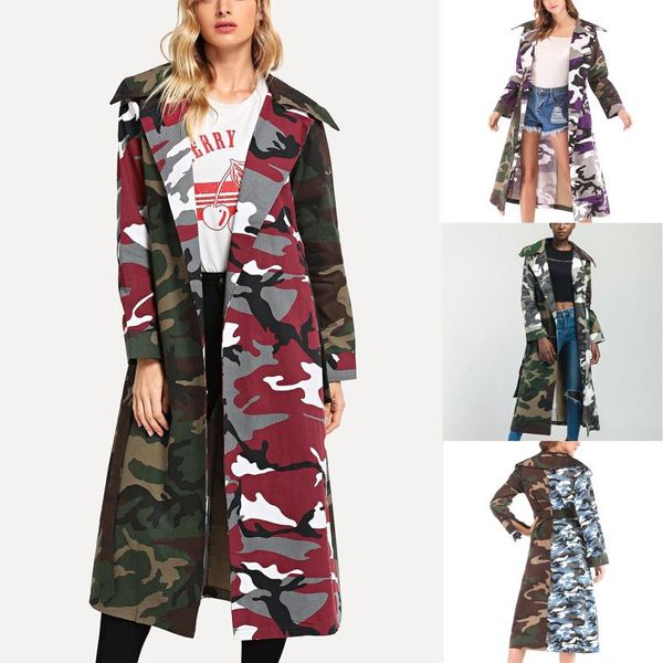 women long sleeve patchwork camouflage turn-down collar jacket long coat personality trend cool girl windproof fashionable coat, Black;brown
women long sleeve patchwork camouflage turn-down collar jacket long coat personality trend cool girl windproof fashionable coat, Black;brown