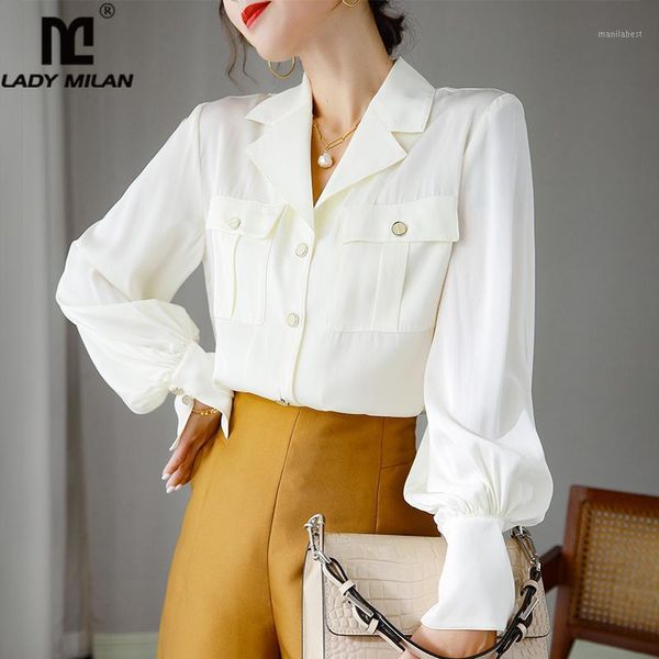 100% natural silk women's shirt notched collar long sleeves front pockets elegant blouse 1, White
100% natural silk women's shirt notched collar long sleeves front pockets elegant blouse 1, White