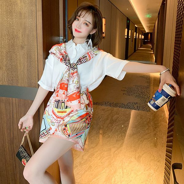 2021 quality mosaic silk lace-up shirt-up high waist wide shorts of two women's suit parts summer hvif, White
2021 quality mosaic silk lace-up shirt-up high waist wide shorts of two women's suit parts summer hvif, White