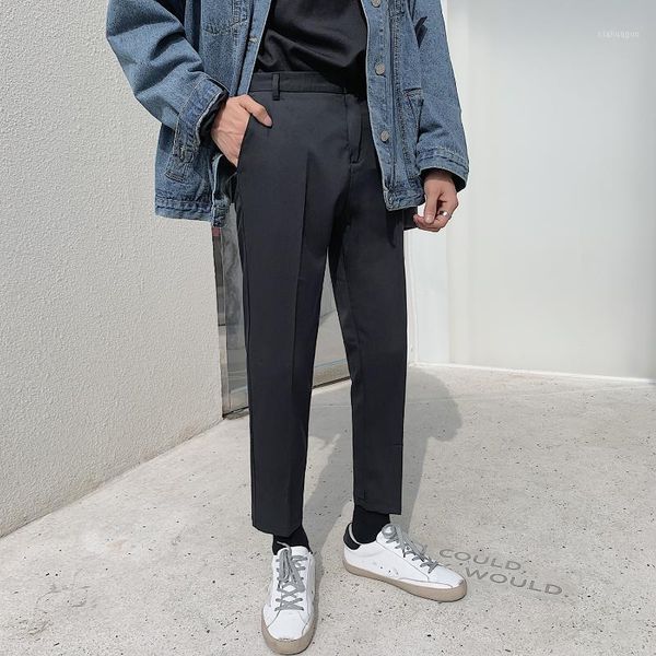 autumn simple british solid color suit pants hong kong style korean slim feet pants black casual fashion men's1, White;black
autumn simple british solid color suit pants hong kong style korean slim feet pants black casual fashion men's1, White;black