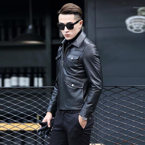 ptslan 2019 men genuine leather jacket sheepskin coat clothes classic good quality motorcycle1, Black
ptslan 2019 men genuine leather jacket sheepskin coat clothes classic good quality motorcycle1, Black