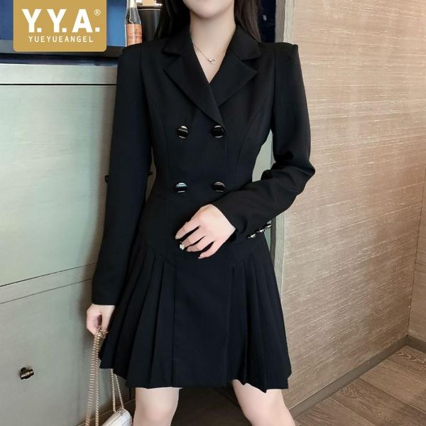 lady double breasted elegant dress autumn winter new notched a-line pleated dress high waist black long sleeve office, Black;gray
lady double breasted elegant dress autumn winter new notched a-line pleated dress high waist black long sleeve office, Black;gray