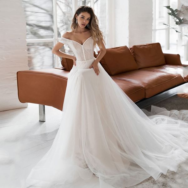2021 new arrival off the shoulder a line wedding v neck sparkling sequin tulle long train vestidos de novia bride es t1ml, White
2021 new arrival off the shoulder a line wedding v neck sparkling sequin tulle long train vestidos de novia bride es t1ml, White