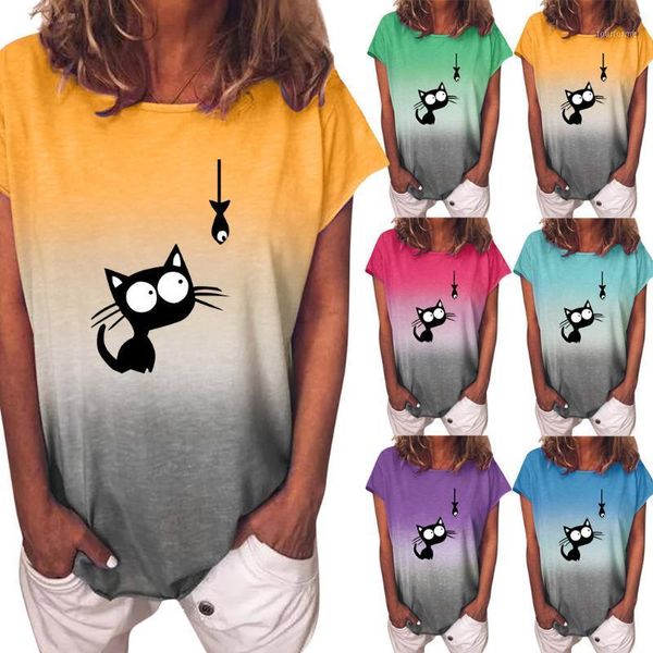 women's blouses & shirts 5xl plus size women gradient cat and fish print o-neck short sleeves shirt blouse grote maten dames kleding @, White
women's blouses & shirts 5xl plus size women gradient cat and fish print o-neck short sleeves shirt blouse grote maten dames kleding @, White