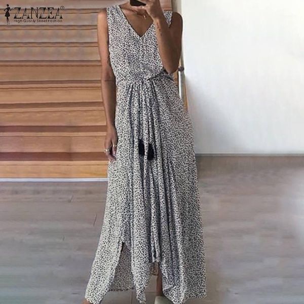 zanzea vintage polka dot long dress women v neck sleeveless holiday dresses 2020 summer maxi vestido retro party sundress femme1, Black;gray
zanzea vintage polka dot long dress women v neck sleeveless holiday dresses 2020 summer maxi vestido retro party sundress femme1, Black;gray