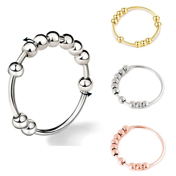 2022 new unadjustable stress relieving anxiety ring with beads fidget spinner rings fashion rotatable round for women men 1piece, Silver
2022 new unadjustable stress relieving anxiety ring with beads fidget spinner rings fashion rotatable round for women men 1piece, Silver