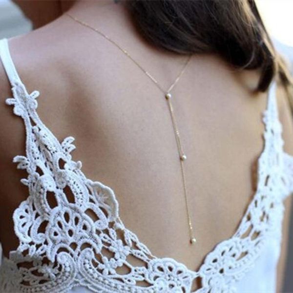 wedding party bridal backdrop necklace simulated pearls back chain for women bikini bodychain backless dress accessories, Silver
wedding party bridal backdrop necklace simulated pearls back chain for women bikini bodychain backless dress accessories, Silver