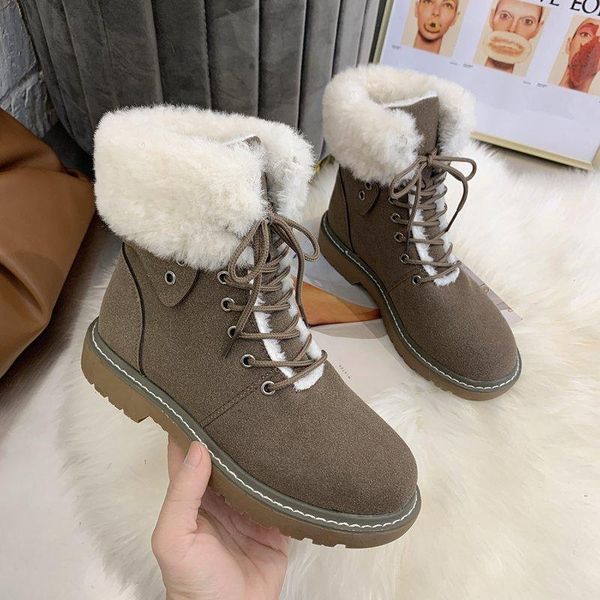 winter new suede leather wool lace up fashion anti-skid outdoor snow boots lace-up round toe square heel botas altas mujer, Black
winter new suede leather wool lace up fashion anti-skid outdoor snow boots lace-up round toe square heel botas altas mujer, Black