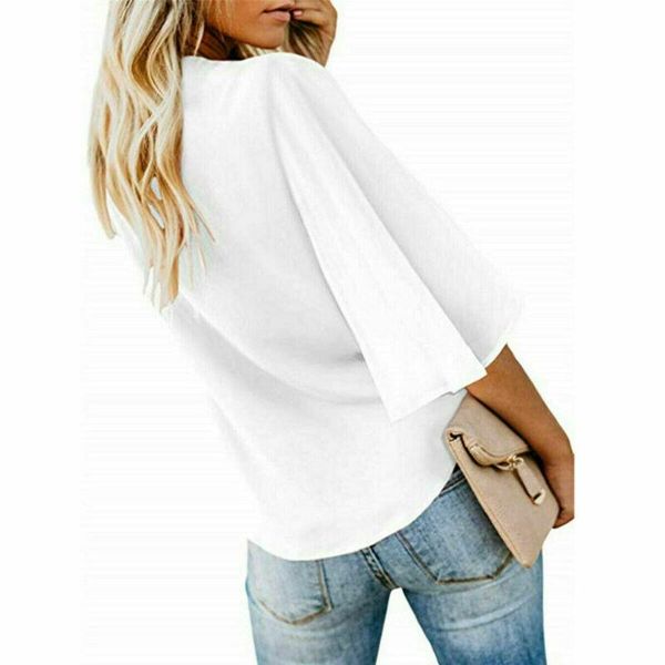 women's ladies fashion loose shirts casual blouse v-neck 3/4 sleeve new shirt plus size blouse, White
women's ladies fashion loose shirts casual blouse v-neck 3/4 sleeve new shirt plus size blouse, White