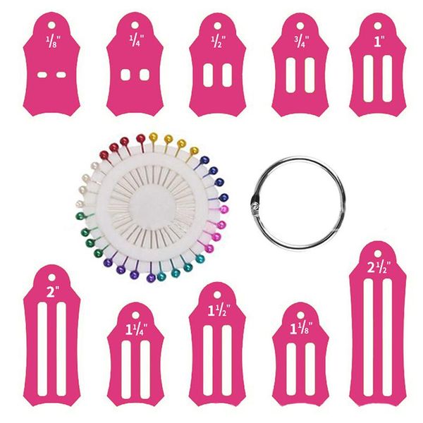12pcs folding fabric tape maker biasing strips with multi-color quilting pins and storage ring sewing accessories, Black
12pcs folding fabric tape maker biasing strips with multi-color quilting pins and storage ring sewing accessories, Black