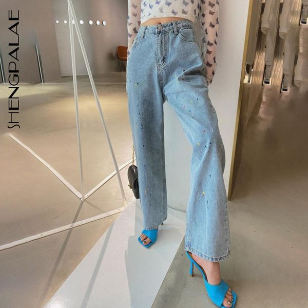 shengpalae korea new chic 2020 autumn winter women's versatile straight tube light blue painted jeans hip hop cowboy pants 5a514
shengpalae korea new chic 2020 autumn winter women's versatile straight tube light blue painted jeans hip hop cowboy pants 5a514