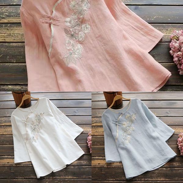 pure ethnic group cotton 2020 new style of literature and art national style loose and slant placket chinese style7-point sleeve women, White
pure ethnic group cotton 2020 new style of literature and art national style loose and slant placket chinese style7-point sleeve women, White