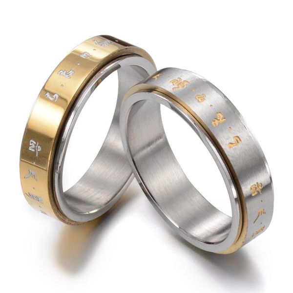 cluster rings mantra spinner for good luck ring men brushed design with bold gold color letter punk style titanium steel jewelry, Golden;silver
cluster rings mantra spinner for good luck ring men brushed design with bold gold color letter punk style titanium steel jewelry, Golden;silver