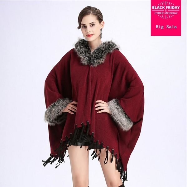 winter warm women cape faux fox fur collar hooded tasseles shawl cloak coat loose knit fur cape shawl cloak outwear l1138x1016, Black;brown
winter warm women cape faux fox fur collar hooded tasseles shawl cloak coat loose knit fur cape shawl cloak outwear l1138x1016, Black;brown