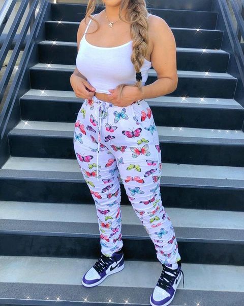 female trousers, butterfly print elastic high waist pants leisure wear for women, white, s//l/xl, Black;white
female trousers, butterfly print elastic high waist pants leisure wear for women, white, s//l/xl, Black;white
