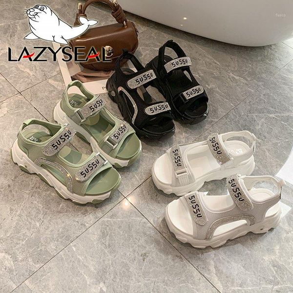 sandals lazyseal luxury crystals women's platform wedge heel shoes women hook & loop summer 5cm height increasing ladies sandal1, Black
sandals lazyseal luxury crystals women's platform wedge heel shoes women hook & loop summer 5cm height increasing ladies sandal1, Black