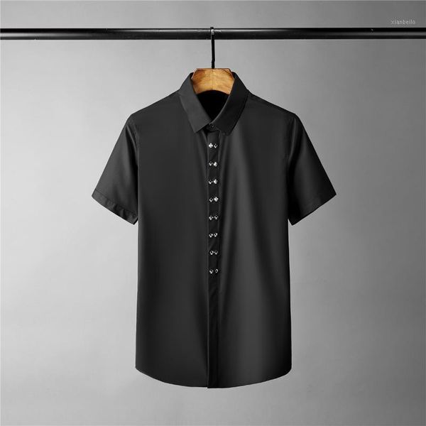 minglu short sleeve mens shirts luxury solid color double rivet casual mens dress shirts plus size 4xl slim fit male shrits1, White;black
minglu short sleeve mens shirts luxury solid color double rivet casual mens dress shirts plus size 4xl slim fit male shrits1, White;black