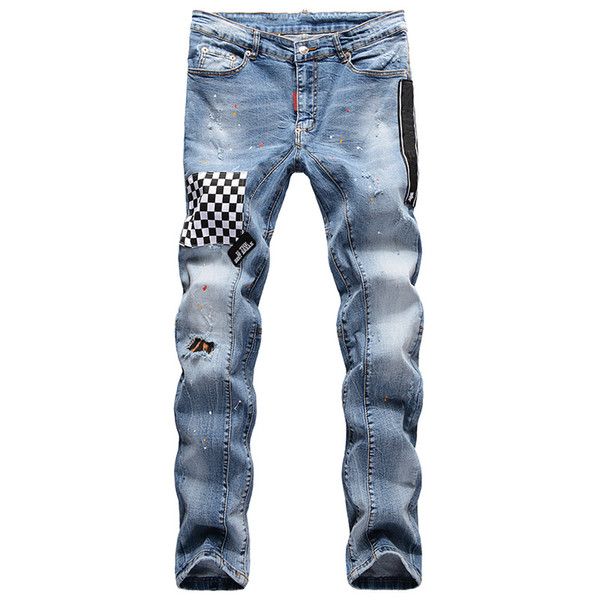 mens casual straight rock revival retro jeans fashion luxury ripped men's distressed france fashion pierre straight jeans, Blue
mens casual straight rock revival retro jeans fashion luxury ripped men's distressed france fashion pierre straight jeans, Blue