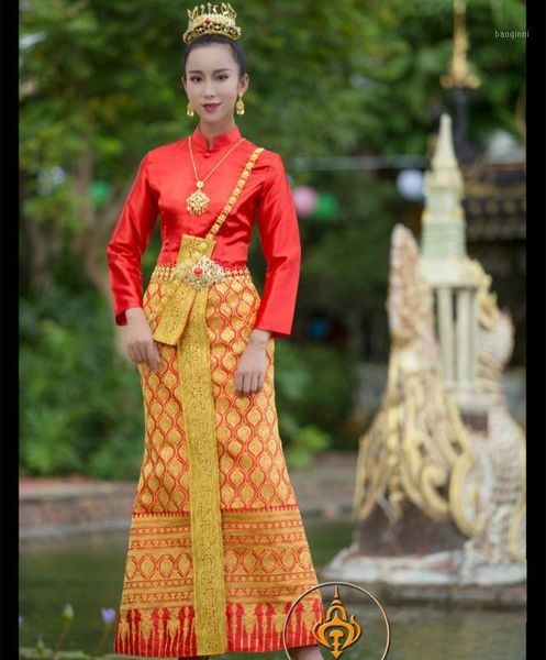thailand traditional clothing for women wedding engagement dress stand collar long sleeve red waistband thai clothes1
thailand traditional clothing for women wedding engagement dress stand collar long sleeve red waistband thai clothes1