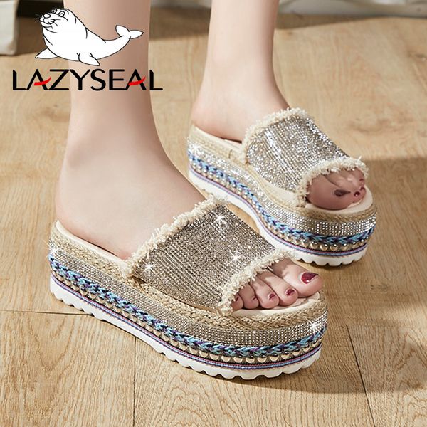 lazyseal wedge platform slippers women new summer beach shoes hemp chunky heel bottom ladies flip flops new female bling slides x1020, Black
lazyseal wedge platform slippers women new summer beach shoes hemp chunky heel bottom ladies flip flops new female bling slides x1020, Black
