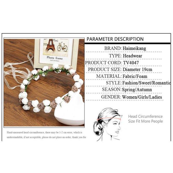 haimeikang girl rose hair accessories boho wreath flower hairband vacation bridal floral with lace up lady headband jlljao
haimeikang girl rose hair accessories boho wreath flower hairband vacation bridal floral with lace up lady headband jlljao