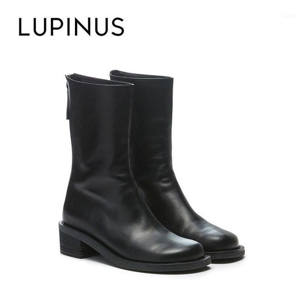 boots lupinus autumn high guality leather retro round toe ankle for women 2021 fashion chunky heel booties1, Black 
boots lupinus autumn high guality leather retro round toe ankle for women 2021 fashion chunky heel booties1, Black