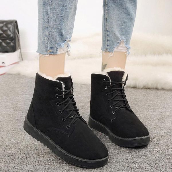 boots women's winter ankle snow warm plush shoes lace up ladies fur suede soft flats female classic fashion footwear botas mujer, Black
boots women's winter ankle snow warm plush shoes lace up ladies fur suede soft flats female classic fashion footwear botas mujer, Black
