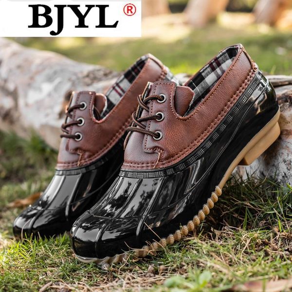 women's shoes lady duck shoes with waterproof zipper rubber sole women rain boots lace up ankle summer heel women flats, Black
