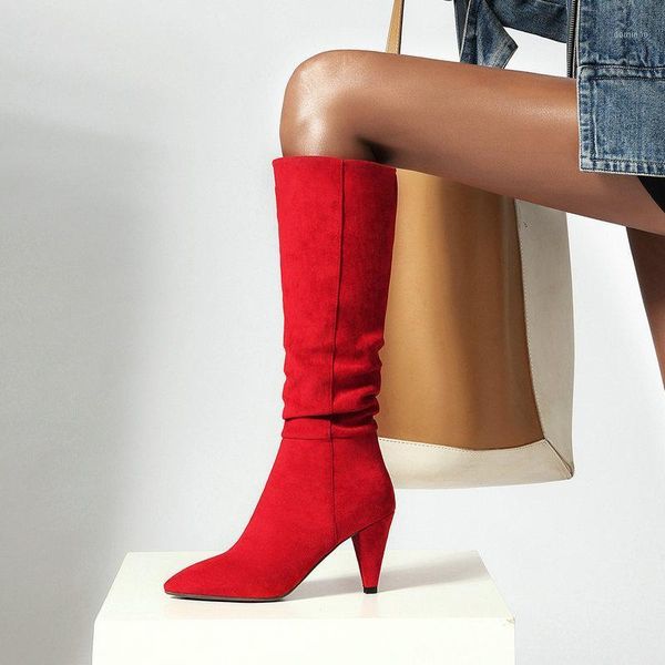 fashion pleated knee high boots winter women boots cone high hees autumn long pointed toe wedges ladies shoes1, Black
fashion pleated knee high boots winter women boots cone high hees autumn long pointed toe wedges ladies shoes1, Black