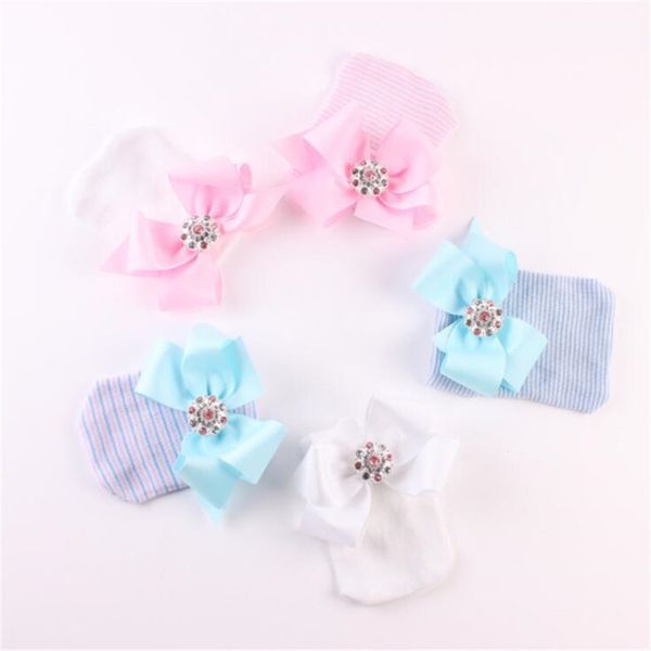 newborn hats зимняя теплая вязаная шляпа с большой лук блестящие кристаллические камень полосатые вязаные шляпы младенческие детские симпати, Yellow