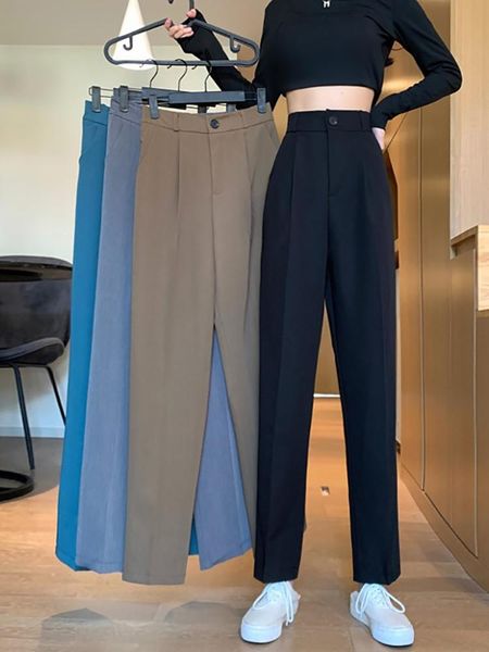wavsiyier casual plus size wide leg loose korean straight high waist office pant spring autumn solid suit trousers women 2021, Black;white
wavsiyier casual plus size wide leg loose korean straight high waist office pant spring autumn solid suit trousers women 2021, Black;white
