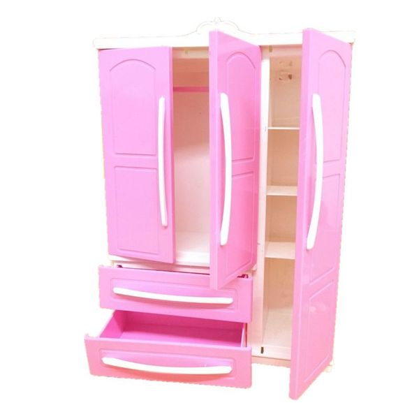 three-door pink modern wardrobe play set for barbi furniture can put shoes clothes accessories with dressing mirror girls toys 1019
three-door pink modern wardrobe play set for barbi furniture can put shoes clothes accessories with dressing mirror girls toys 1019